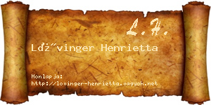 Lővinger Henrietta névjegykártya